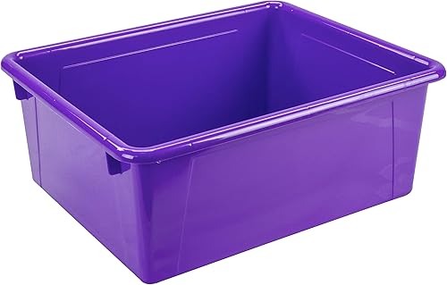 Miniatura 3 de Storex Bandeja de almacenamiento profunda tamaño carta, contenedor organizador para aula, oficina y hogar, violeta, paquete de 5 (62528A05C)