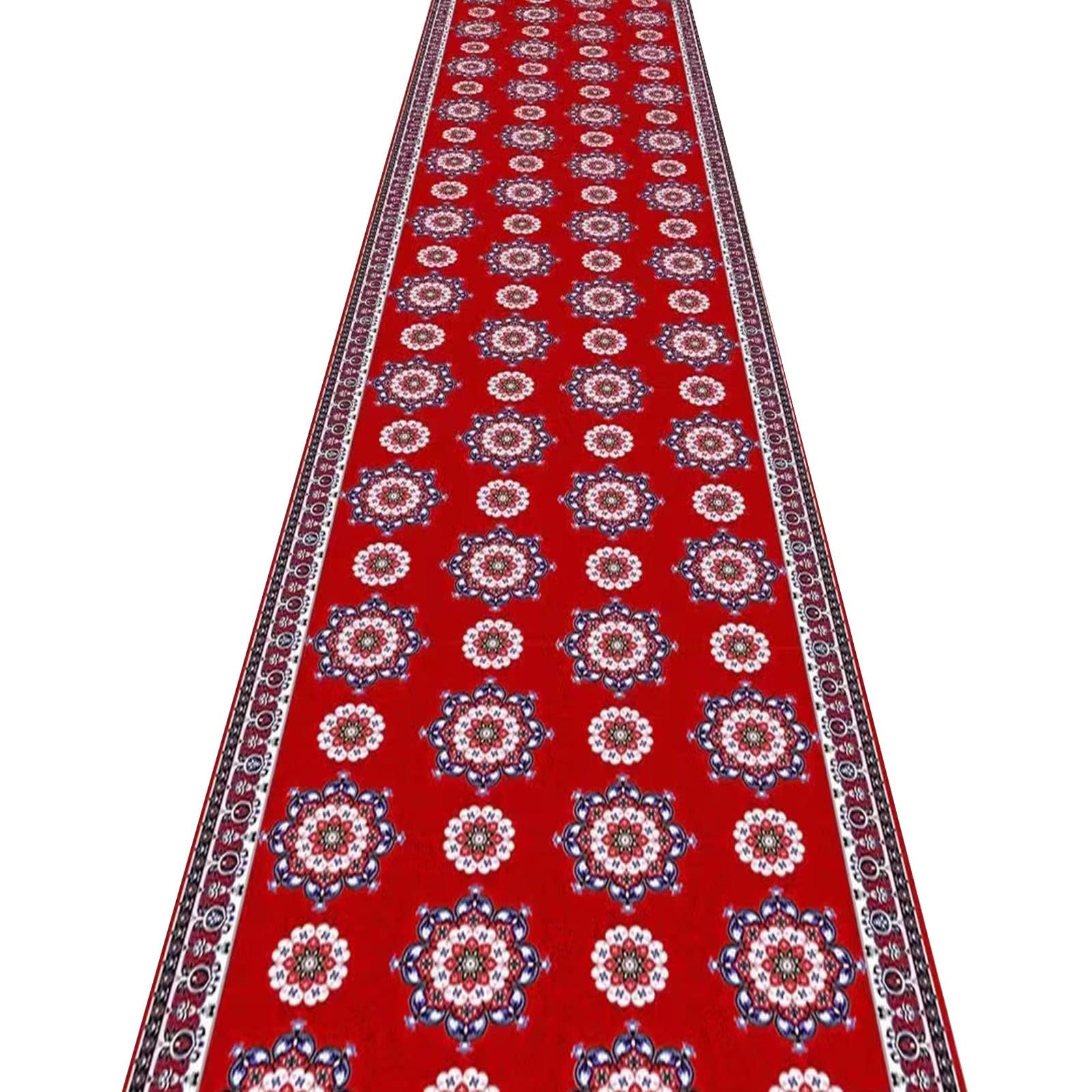 Alfombras de pasillo largo retro con diseño floral A y base antideslizante de 1.2x2m