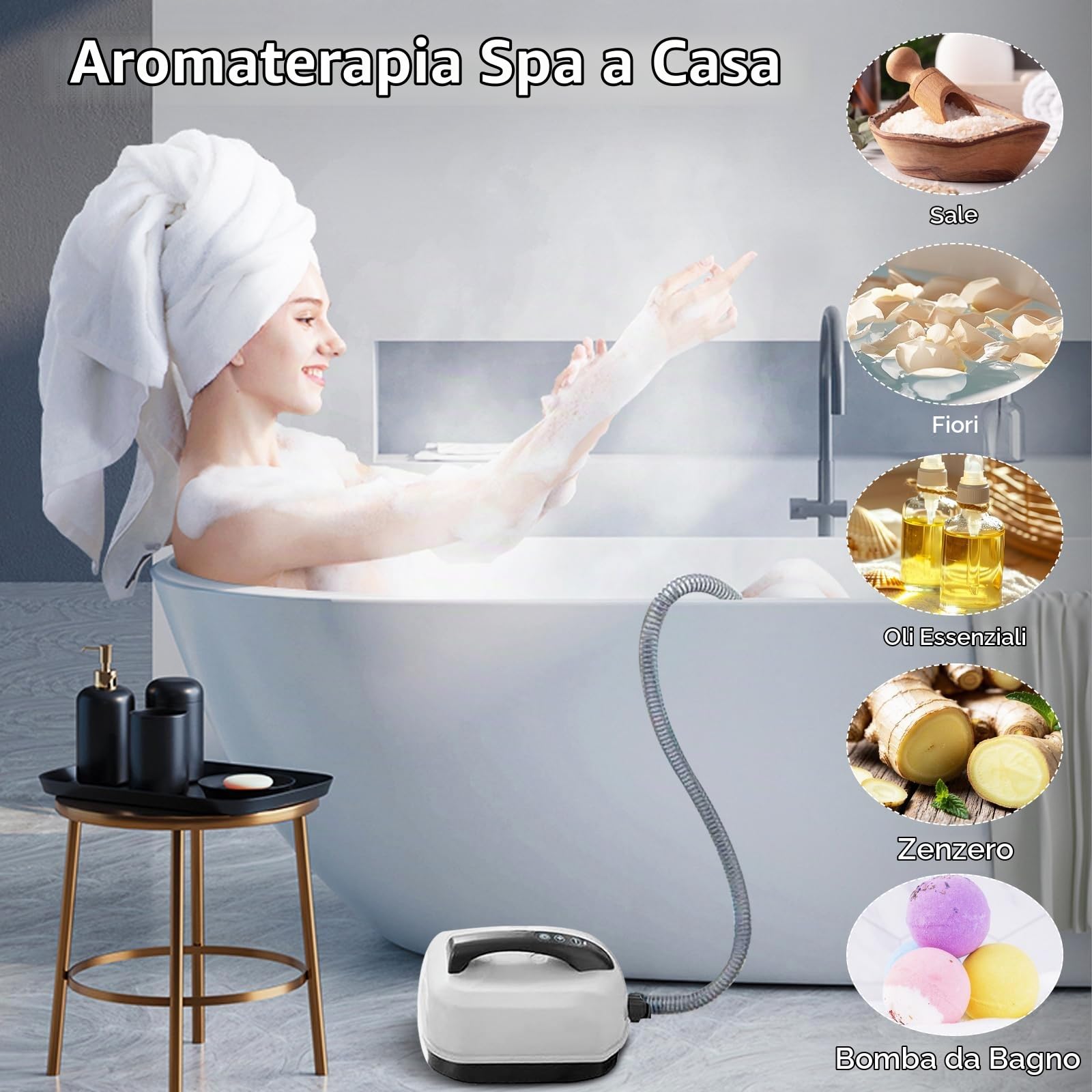 Tappetino per Vasca Idromassaggio, Spa Gonfiabile Idromassaggio 6 Livelli di Intensità Tappetino per Vasca con 114 Getti e Cuscino Accessorio per Bagno Idromassaggio