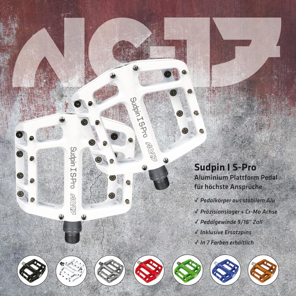 NC-17 Sudpin I S-Pro aluminiowe pedały platformowe/pedały do roweru górskiego/BMX/łożysko precyzyjne + oś Cr-Mo/w zestawie zapasowe piny
