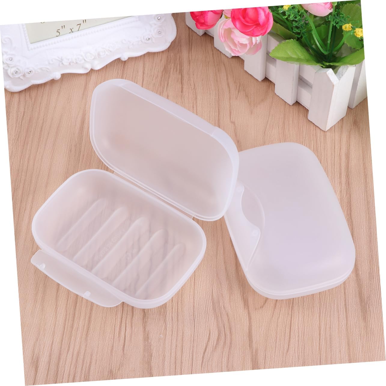 Portable Leakproof Soap Box Lid Large 2pcs Travel Soap Container for Camping Gym and Outdoor Use in White