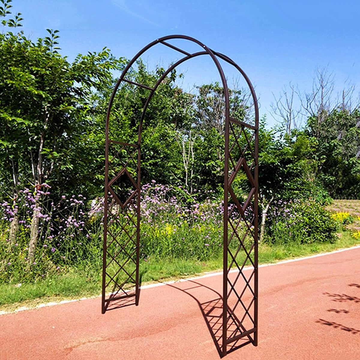 Enrejado de arco de rosas y arco de jardín de metal para decoración exterior