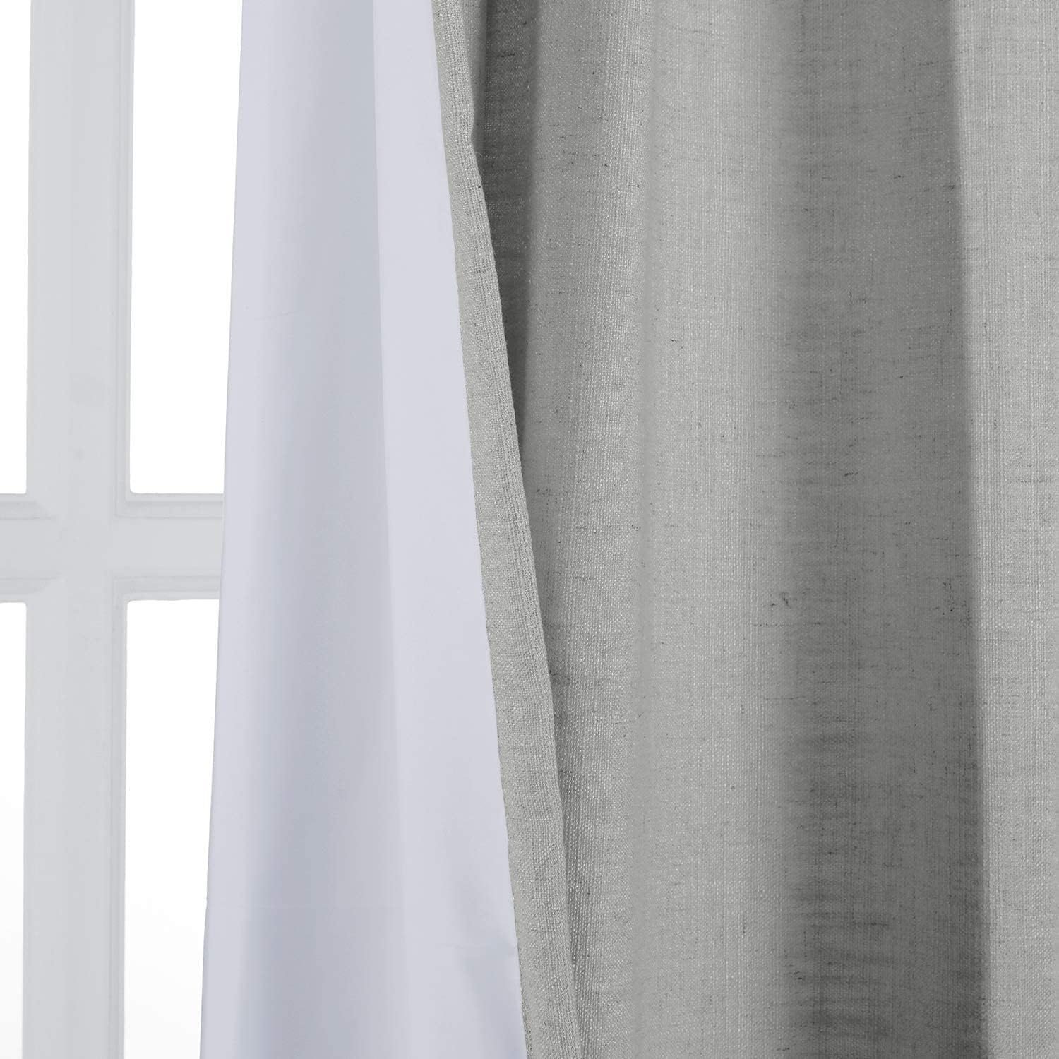 TWOPAGES Linen Curtain, 84 Inches Long Solid Room Darkening Rod Pocket Single Curtain Panel, Rock Grey (1 Panel 50Wx84L)