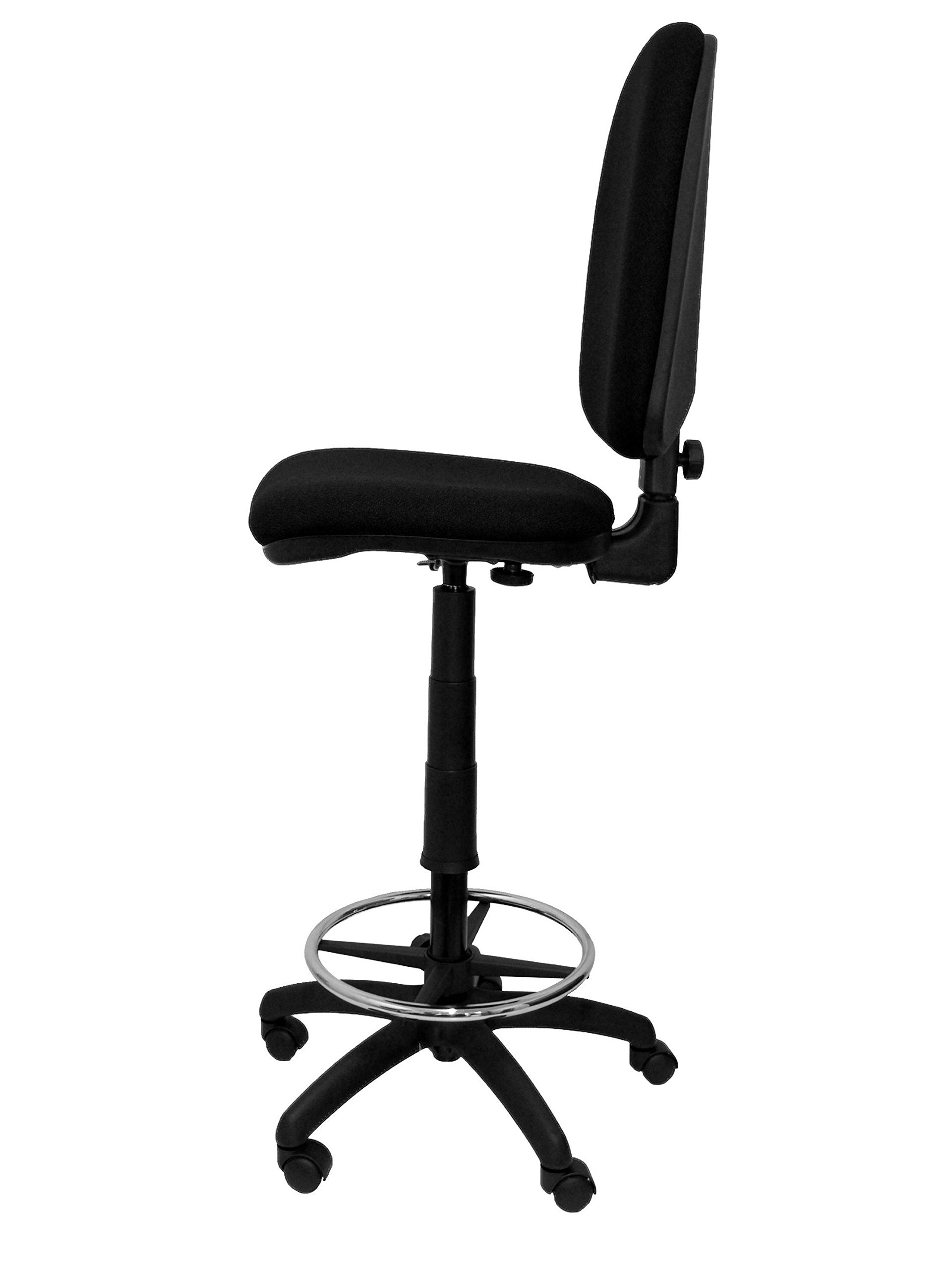 Piqueras y Crespo T04CP Sgabello ergonomico, altezza regolabile e anello poggiapiedi nero