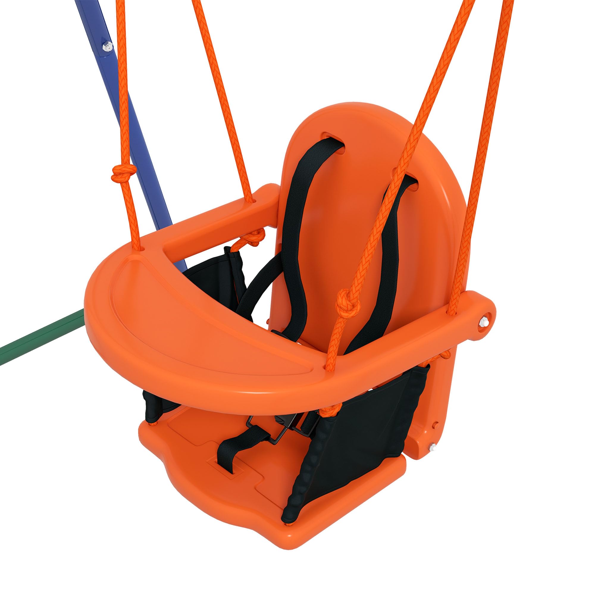 Outsunny Altalena da Giardino per Bambini, Altalena 2 in 1 per Neonati e Bambini da 6 Mesi a 8 Anni, Gioco da Esterno, Seggiolino con Cintura di Sicurezza, Multicolore