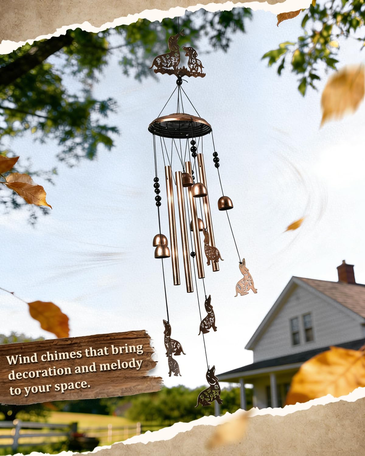 Dachshund Dog Wind Chimes Outdoor Decor Dachshund Dog Birthday Gifts for Women Mom Sister 34 Inch Aluminum Windchimes for Outside Porch, Garden, Yard Decoration