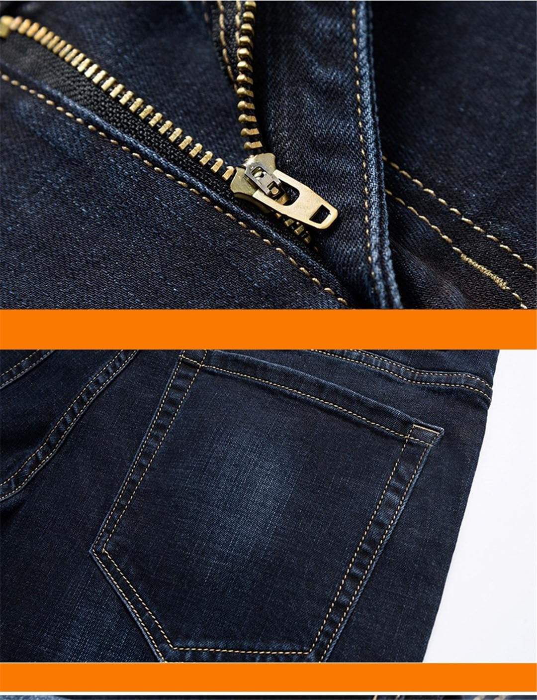 Vogrtcc Pantaloni da Tasca in Denim con Cerniera da Uomo Jeans Elasticizzati Attillati da Lavoro