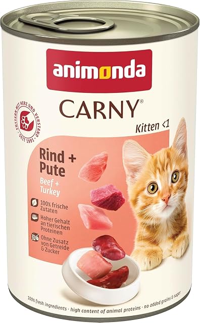 Animonda Carny Kitten, comida húmeda para gatos, Ternera + Pollo 12 x 400 g