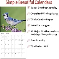 Vista 7 de Calendario de pared 2026, Calendario 2026, noviembre 2025 - diciembre 2026, calendario de pared de pájaros cantantes, 12 x 24 pulgadas abierto