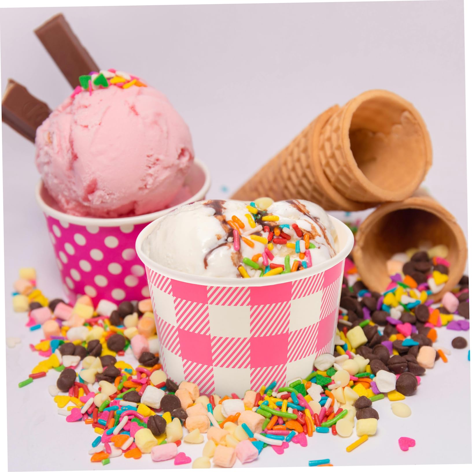 TOPBATHY 3 Set Coppa Gelato Contenitore Per Dolci Tazza Da Dessert Gelato Coppa Di Palline Di Gelato Tazze Di Budino Da Dessert Per Negozio Carta Rosa 10 Pezzi * 3