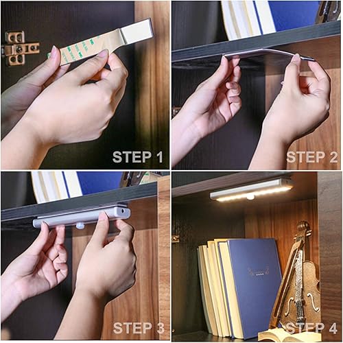 Vista 33 de LDOPTO Luces para debajo del gabinete, inalámbricas con control remoto, regulables, funciona con pilas, luces LED para armario, iluminación