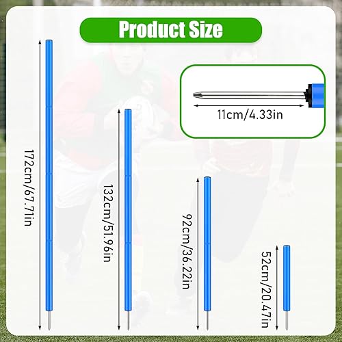 Vista 18 de TOBWOLF 6PCS 6FT Adjustable Soccer Agility Training Poles, Detachable Sports Training Speed Sticks, Slalom Training Agility Pole Set, Outdoor Speed
