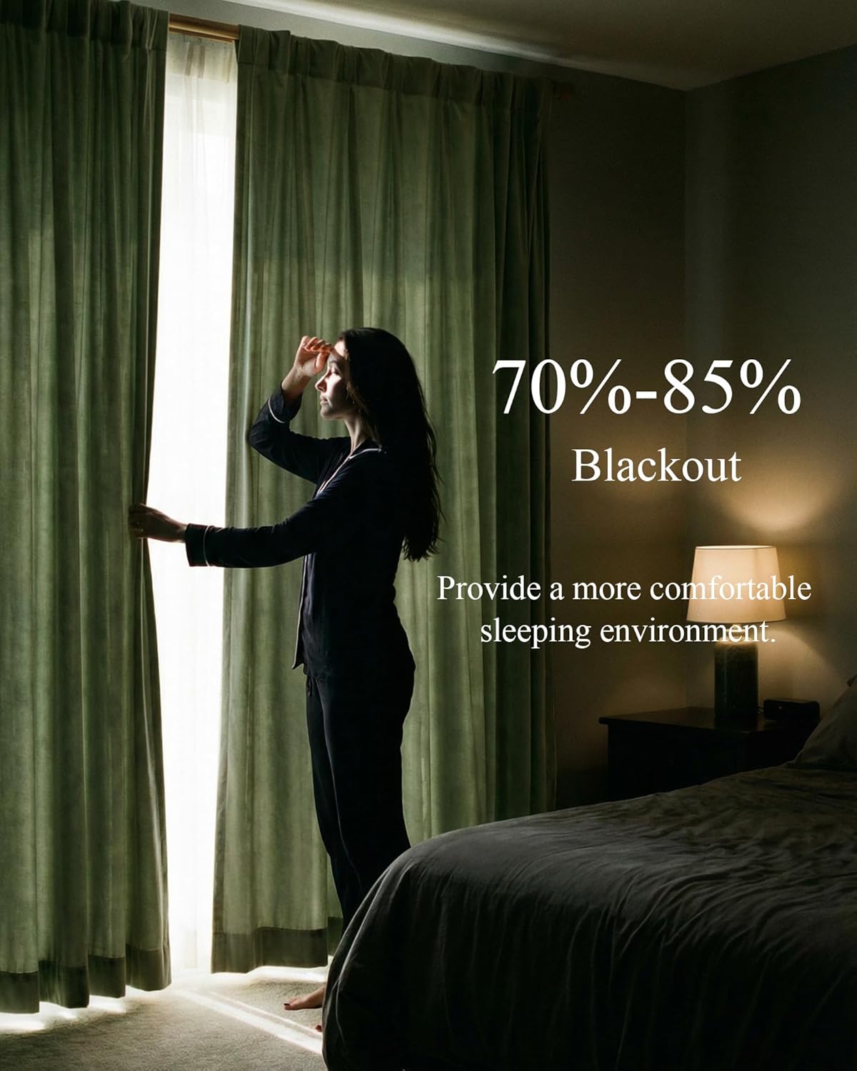 StangH Velvet Curtains 96 Inches Long, Privacy Window Treatment with Back Tab, Vintage Smooth Fabric Energy Efficient Window Panels for Dining Room/Hallway, W52 x L96 inches, Sage Green, 2 Panels