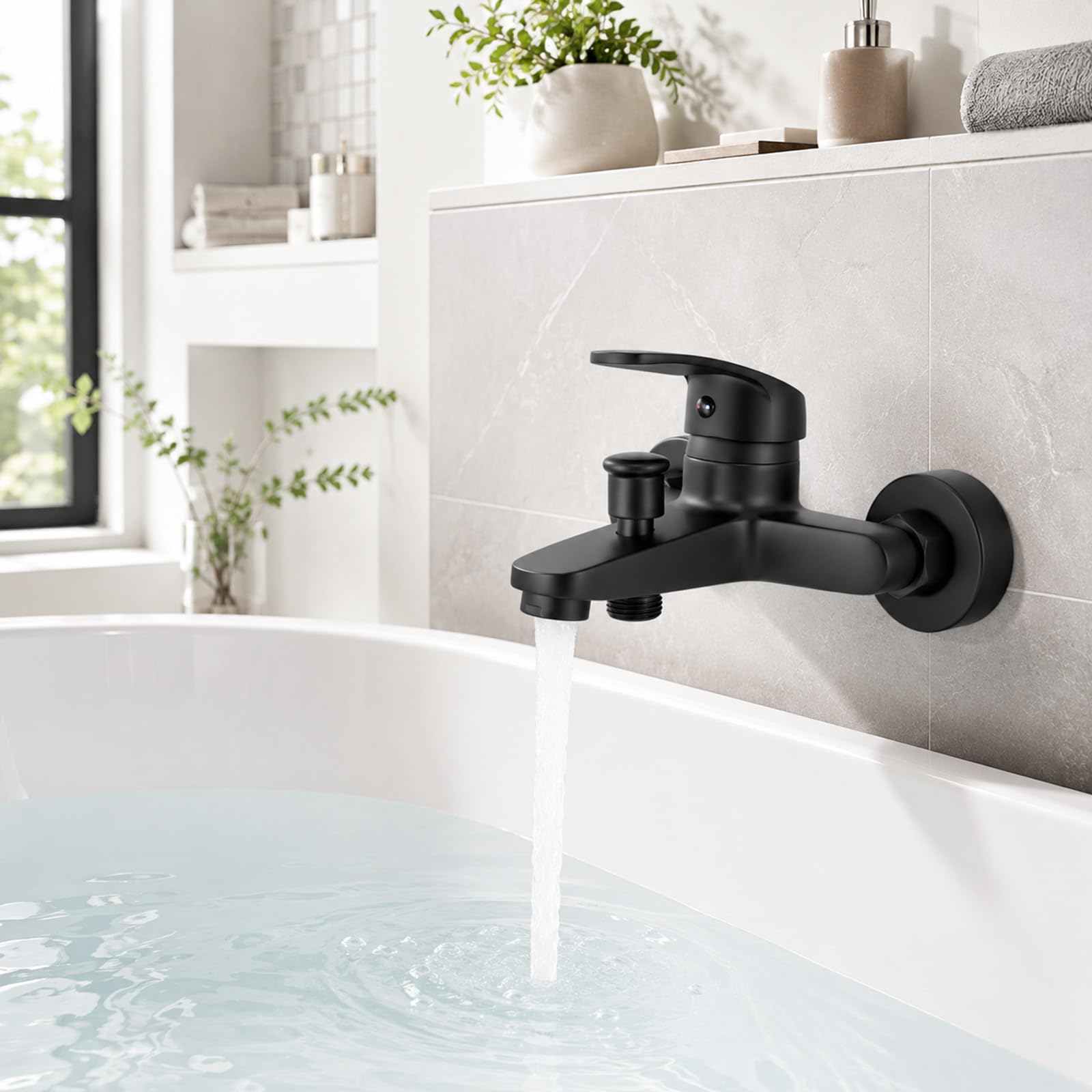 XTDMJ Mitigeur de douche, mitigeur monocommande en saillie | Robinet de douche chromé avec bec G ½, robinet de douche avec noyau en céramique (noir)