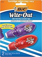 Vista 1 de BIC Wite-Out Mini Twist – Cinta correctora, 8 metros, paquete de 2 unidades de cinta correctora blanca, rápida, limpia y fácil de usar, resistente