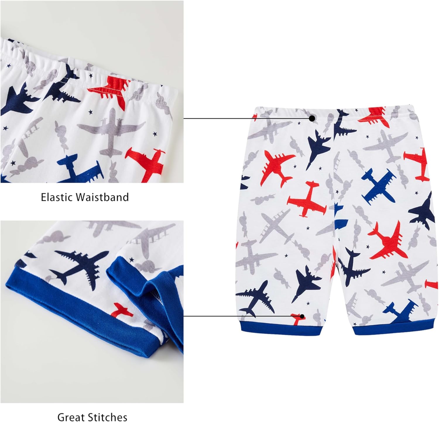 KikizYe Boys Short Sleeve Pajamas Kids Summer Pjs Children Pajamas
