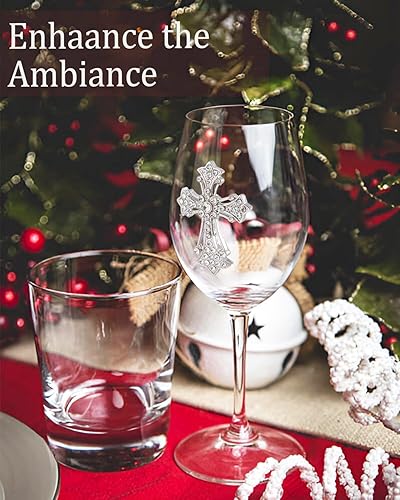 Miniatura 3 de Bdor Juego de copas de vino de Navidad de 2 a 19 onzas con diamantes de imitación, cristalería navideña con tallo de cristal, regalos para beber