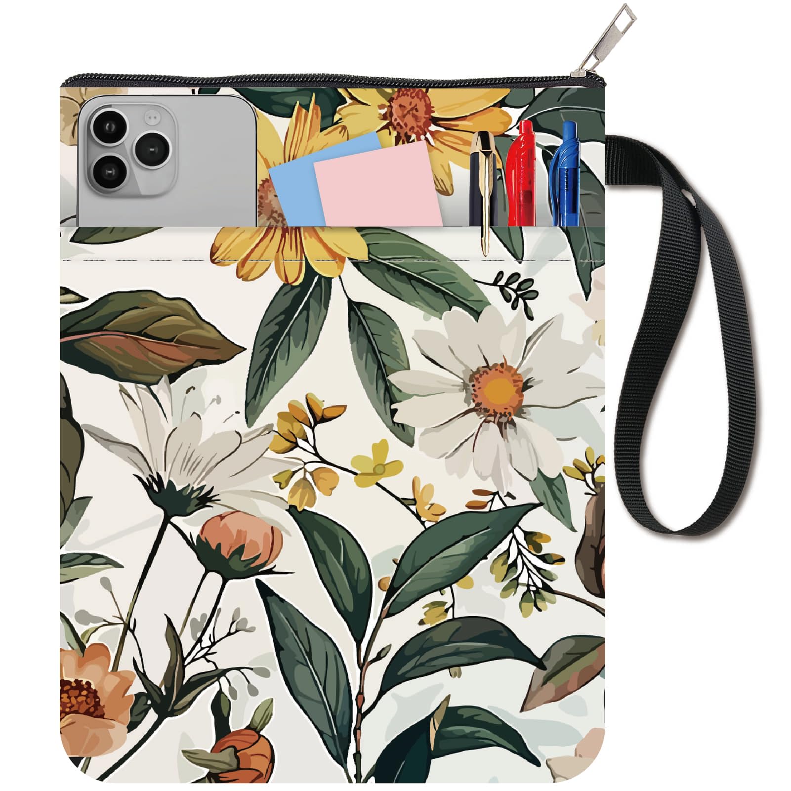 Busta Per Libri Con Gatti E Fiori Di Caff&egrave; | Copertina Lavabile Con Cerniera E Tasca | Per Tascabili