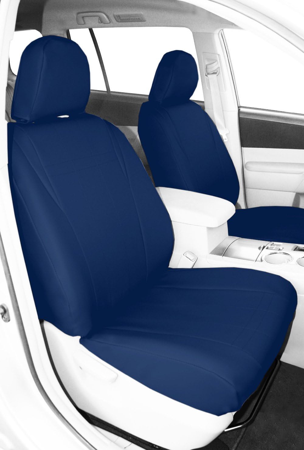 Front Buckets Seats, CalTrend Faux Leather Seat Covers for 2007-2009 Nissan 350Z Blue Blue Insert and Trim