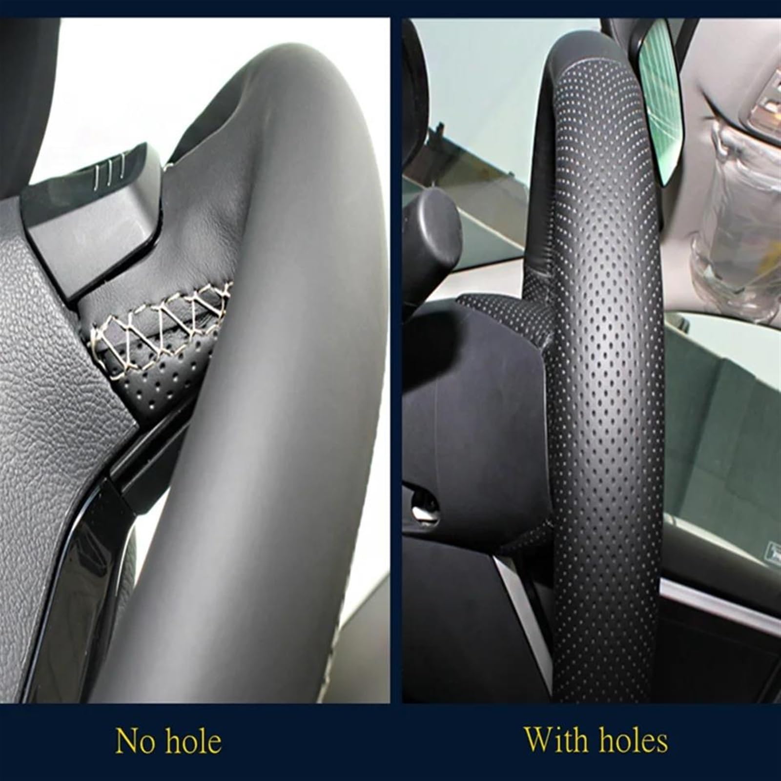 Maßgeschneiderte Lenkradhülle Aus Geflochtenem Leder Für Den Autoinnenraum Für Hyundai Für Elantra 4 2016 2017 Für Solaris 2017 Für Accent 2018. Teile(Bianco)