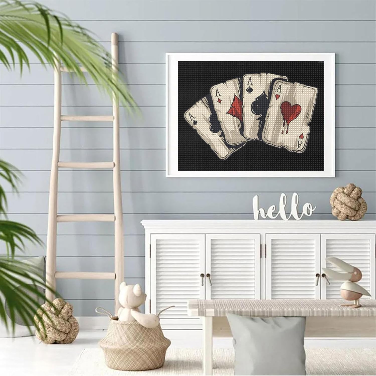 Cards Poker DIY 5D Diamond Painting Drawing Pictures by Number Kits, Cross Stitch Crystal Rhinestone Embroidery Paintings Pictures Arts Craft for Home Wall Decor 12x16 inch