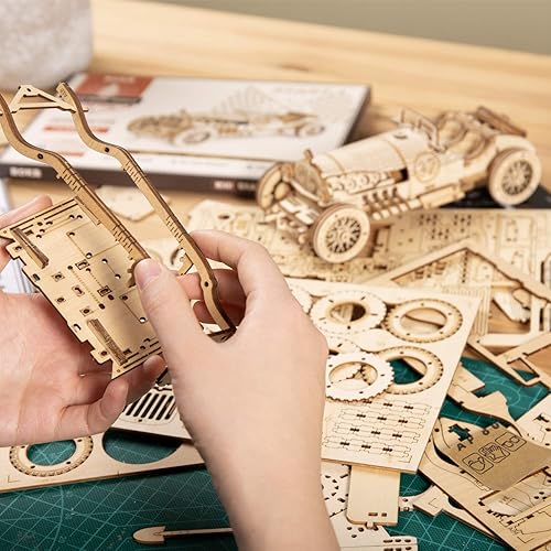 Miniatura 6 de Rokr - Puzzles 3D de madera para adultos, modelos mecánicos. Kits para construir (automóvil Grand Prix)