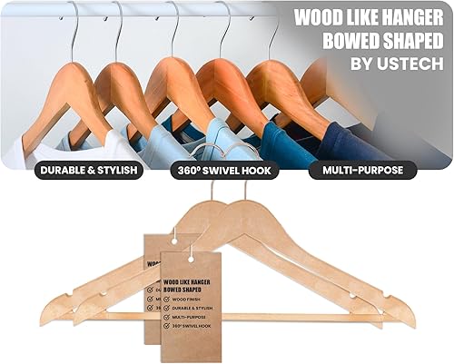Miniatura 2 de Perchas ecológicas con forma de arco, duraderas y delgadas, gancho antioxidante giratorio de 360, perchas para trajes y abrigos con ranuras para los