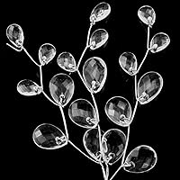 Vista 4 de Ramo de flores artificiales, 50 unidades, tallo de flores artificiales de plástico blanco con cuentas de acrílico de cristal, gota para boda