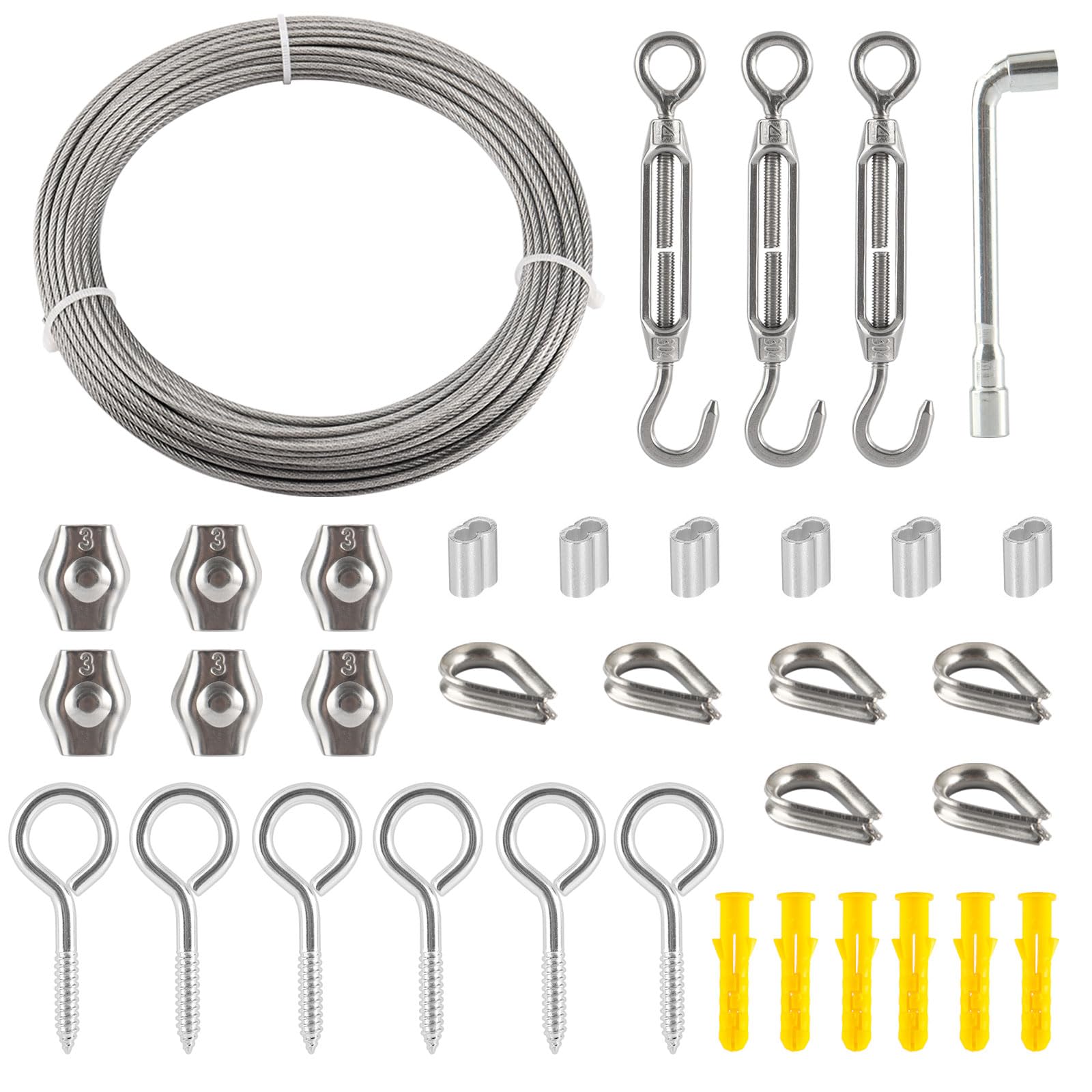 Cavo Acciaio Inox 2mm X 20m Con Accessori - Fune Rivestita In PVC Per Giardino, Tende, Recinzioni - Foto 11