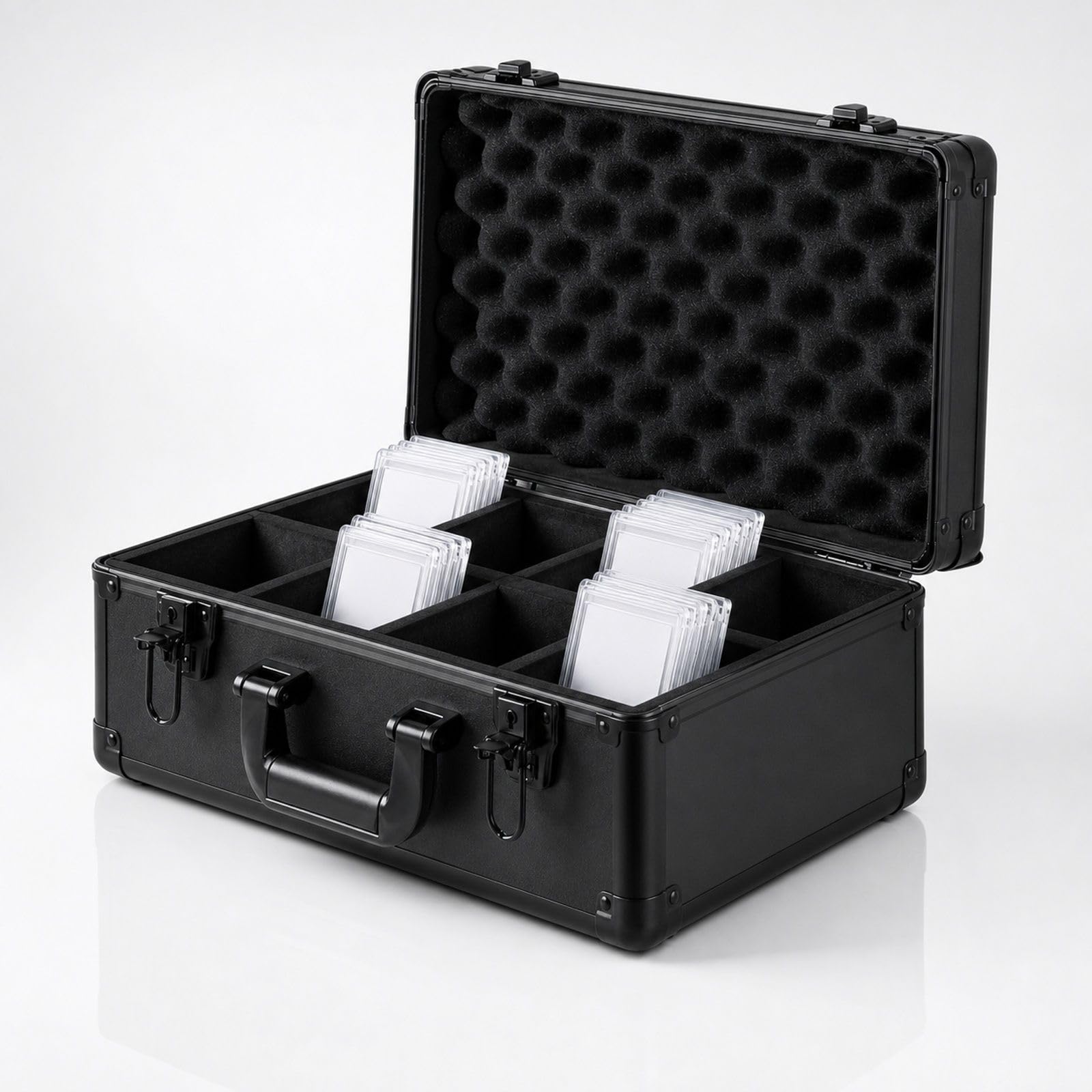 Aufbewahrungsbox für 108 bewertete Karten, 4 Fächer, Schloss mit Schlüssel, Etui für Sportkarten und Sammelkarten