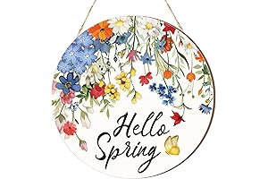 Chunful 11.8" Hello Spring Wreath Sign: A Blooming Welcome to Your Abode