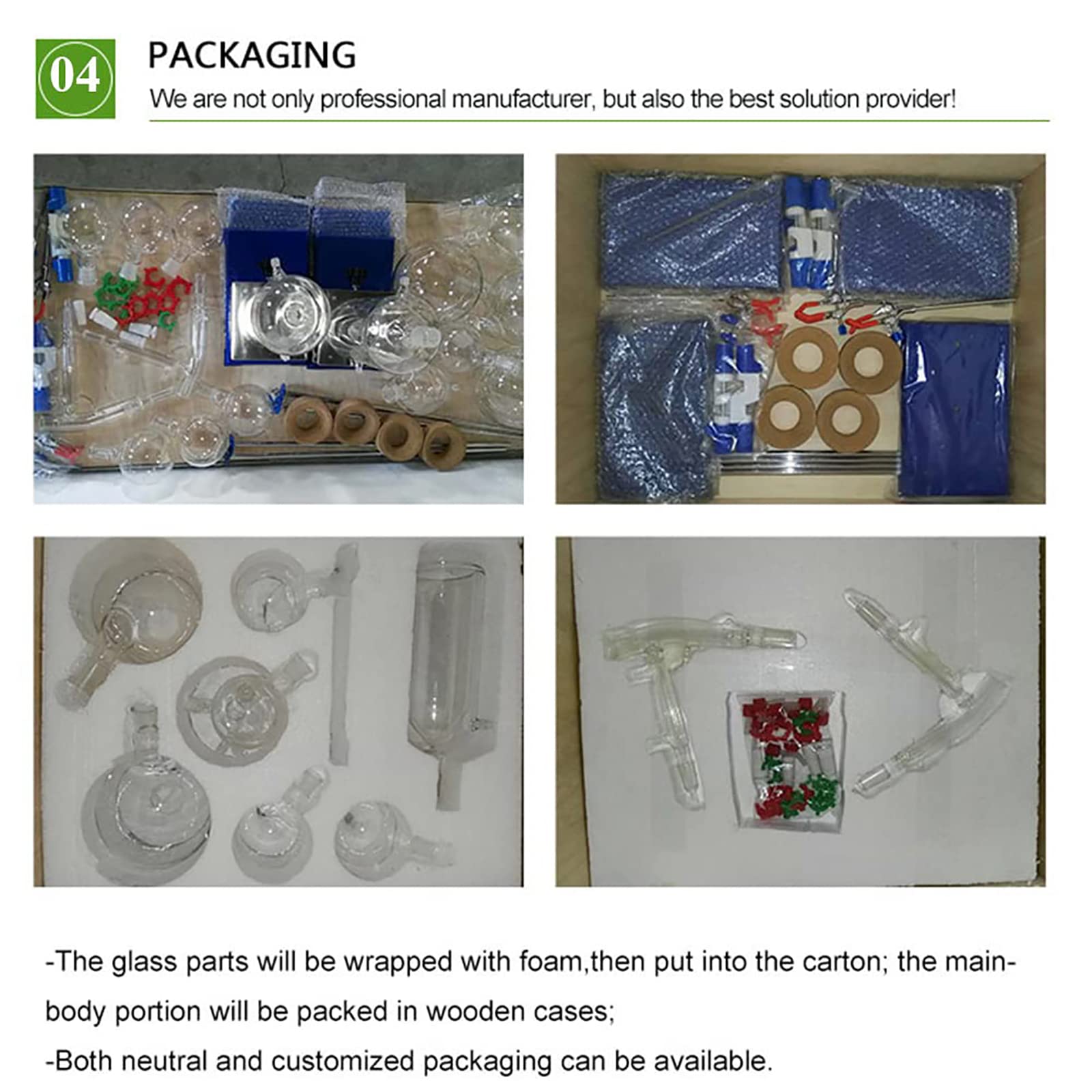 Kit de destilación de trayectoria corta 2L Cristalería de laboratorio con manto de calefacción y trampa de frío para la extracción de aceite esencial.El diseño compacto de la agitación asegura una dis