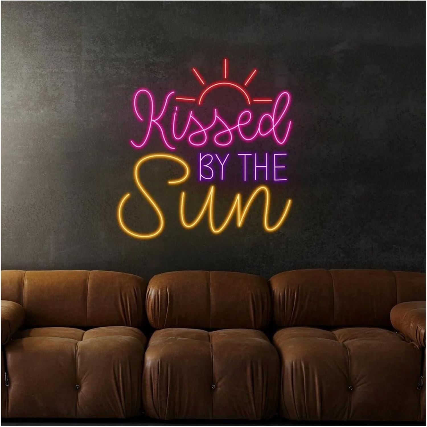 Insegna al neon Lampada Baciata dal sole di benvenuto estiva Decorazione per atmosfera da spiaggia 51 cm