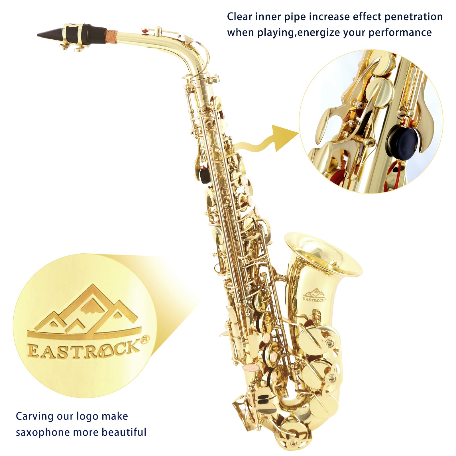 Amazon.com: EASTROCK Alto Saxophone Gold E Flat Sax Full Kit