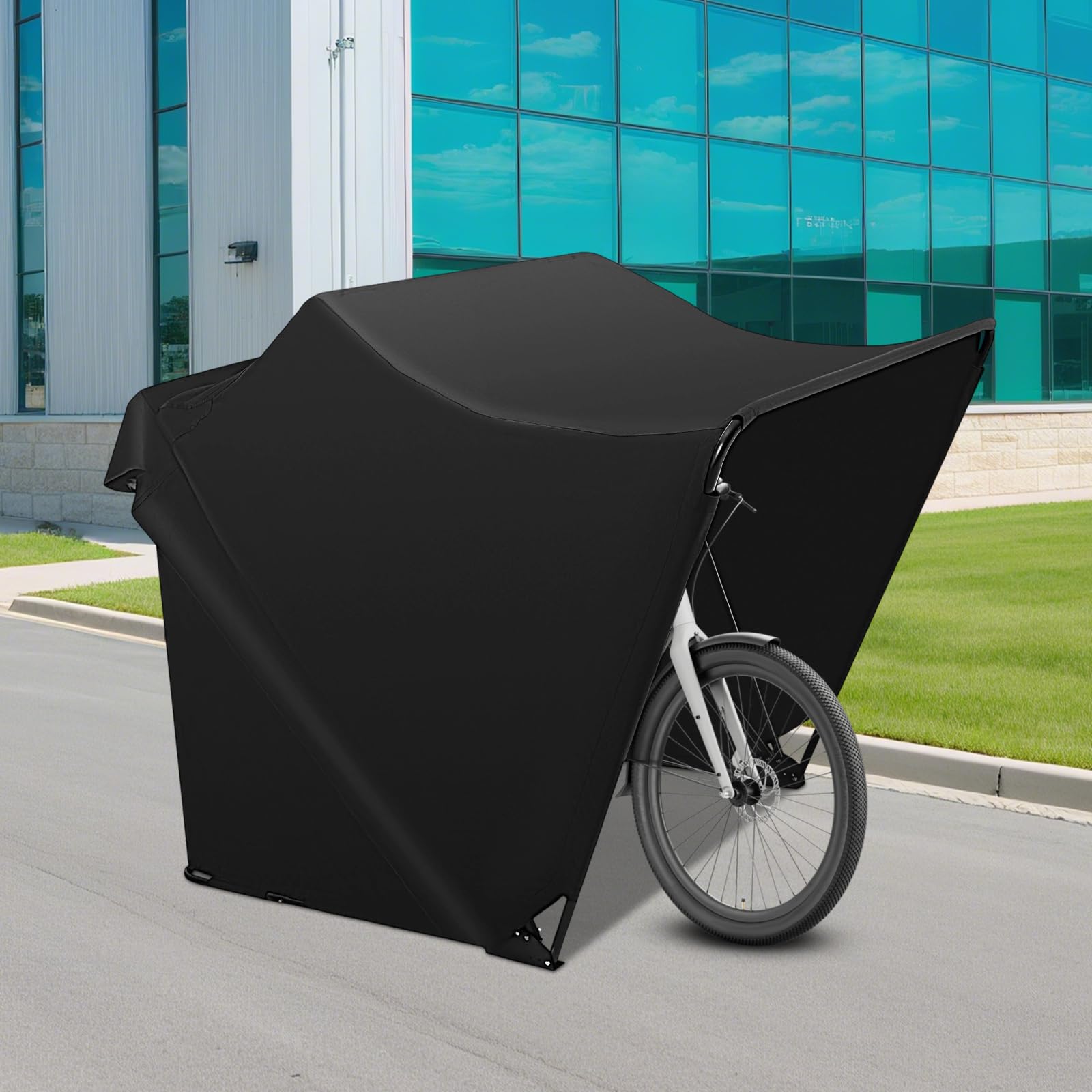 Motorrad Zelt Garage, 270x105x155 cm Schwarz Faltgarage Motorradgarage | Universal Faltgarage Zeltgarage Motorradgarage Schutzplane mit Tragetasche Outdoor Zeltgarage für Roller Moped Quad Garten