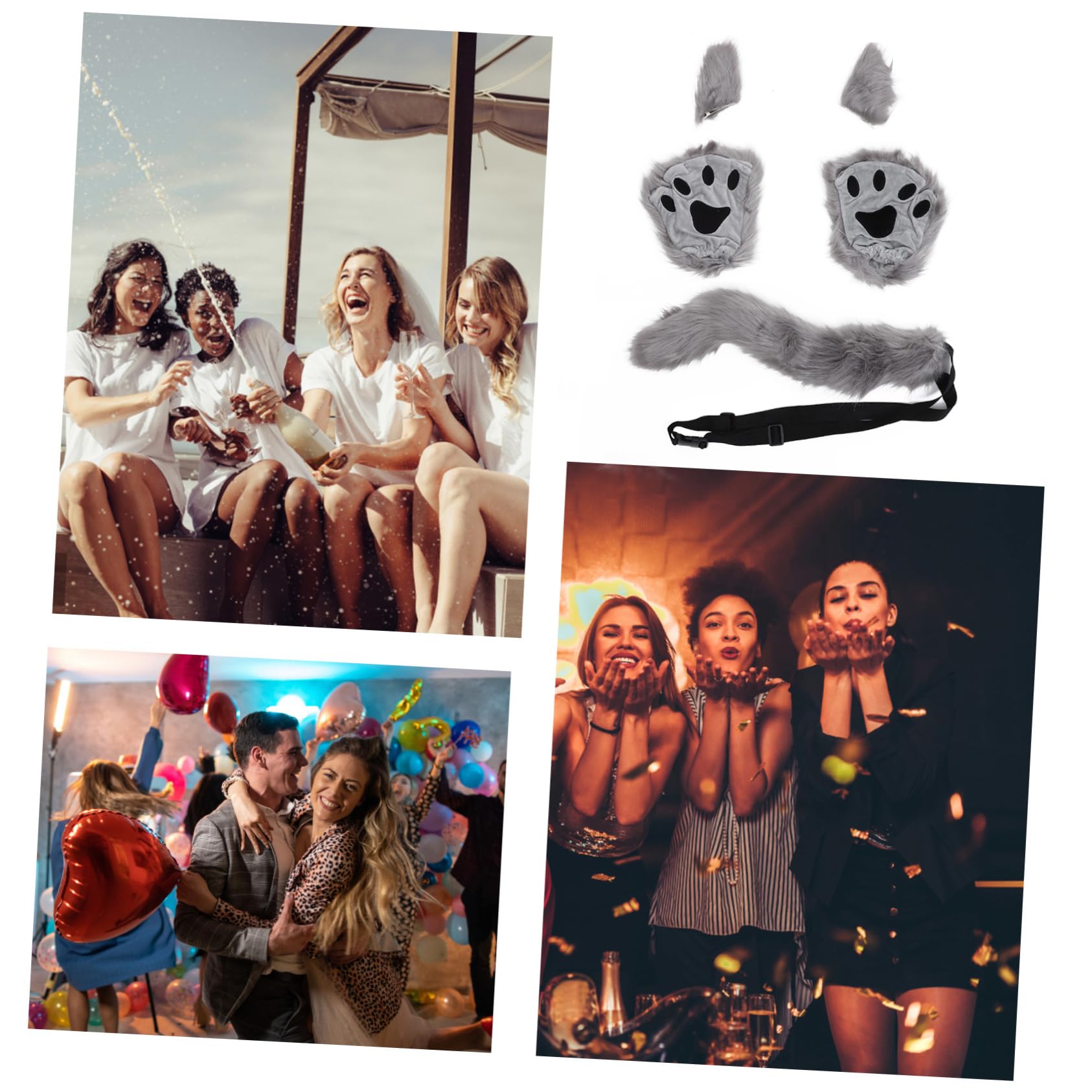 GALPADA horquilla de animales accesorios para disfraz de gato disfraz de vestido de gato disfraz halloween disfraces halloween accesorio de peluche fiesta de cosplay tela Grey