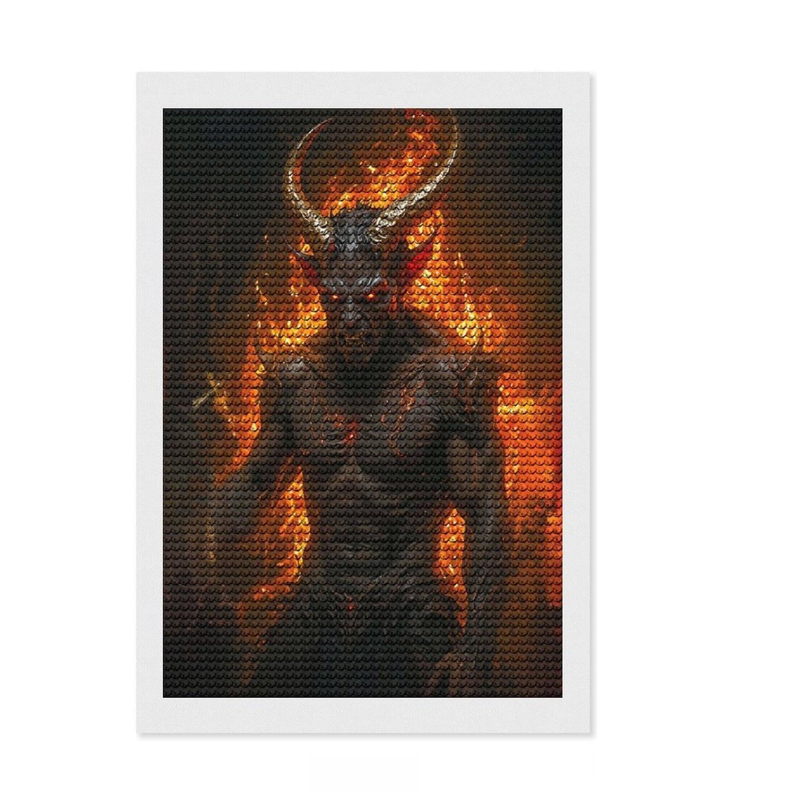 Junmoney Demonic Presence Diamond Art Canvas 8"x12", with Tool Kit, Office Decor, for Craft Lovers, Festive Craft Gift, Printed Canvas