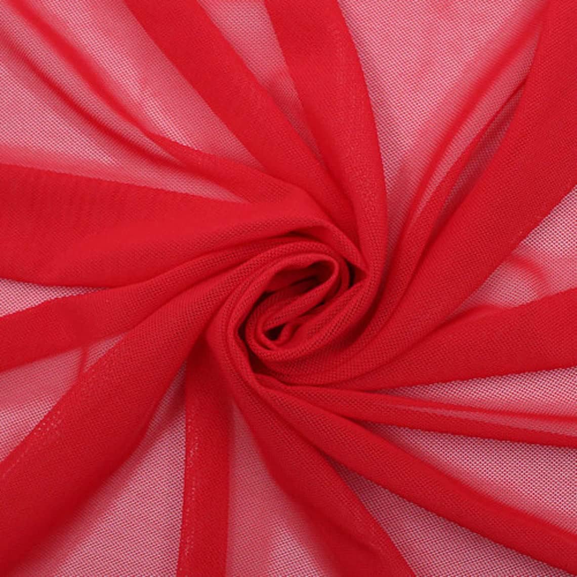 Texco Inc Solid Power Mesh Stretch Knit Athletic Wear Apparel, DIY Fabric, Red Scarlet 1 Yard