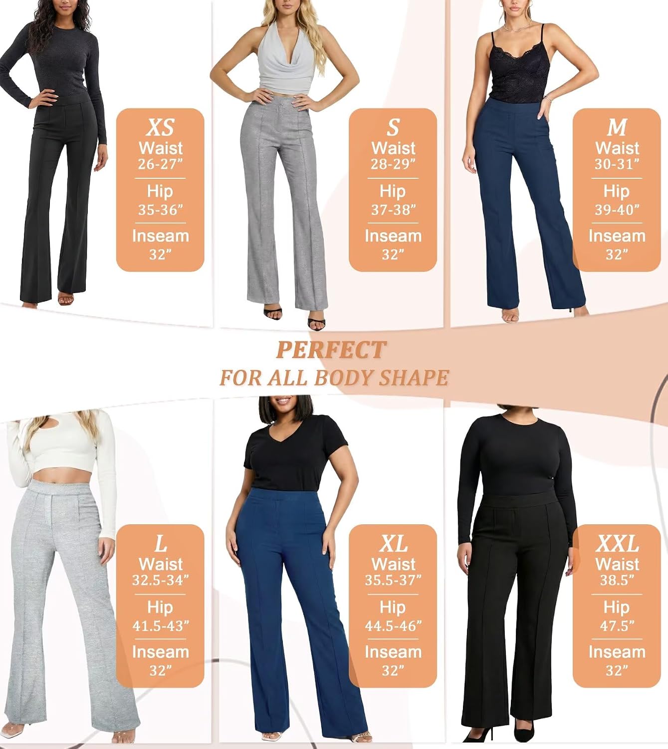 Hybrid & Company Women’s Ultra Stretch Ponte Bootcut Pants Mid-Rise, Sleek Pintuck, Pull On, Faux Pockets Office & Casual