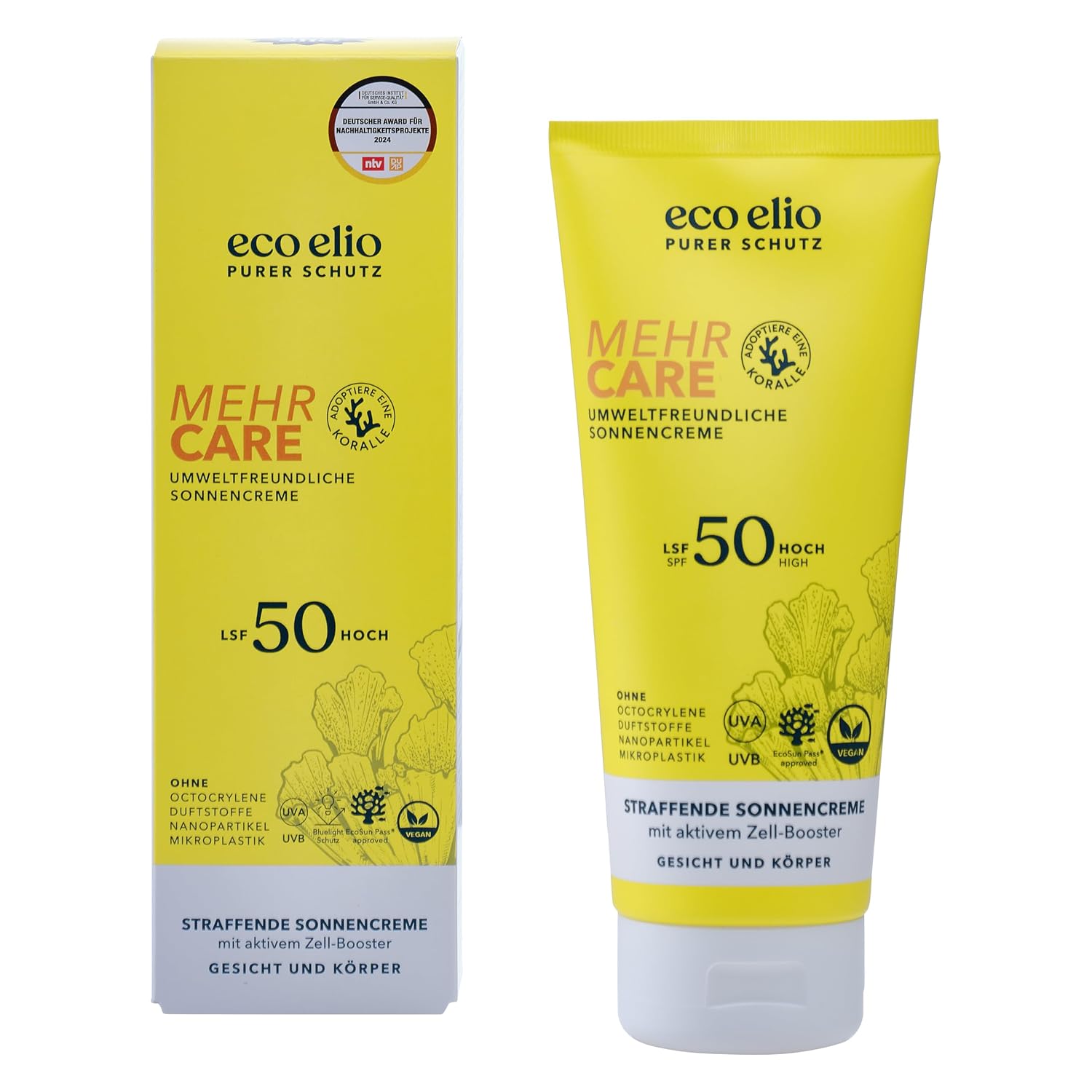 Eco Elio SPF 50 Sun Cream More Care - For Face and Body I Without Octocrylene and Microplastics I Fragrance-Free 200 ml