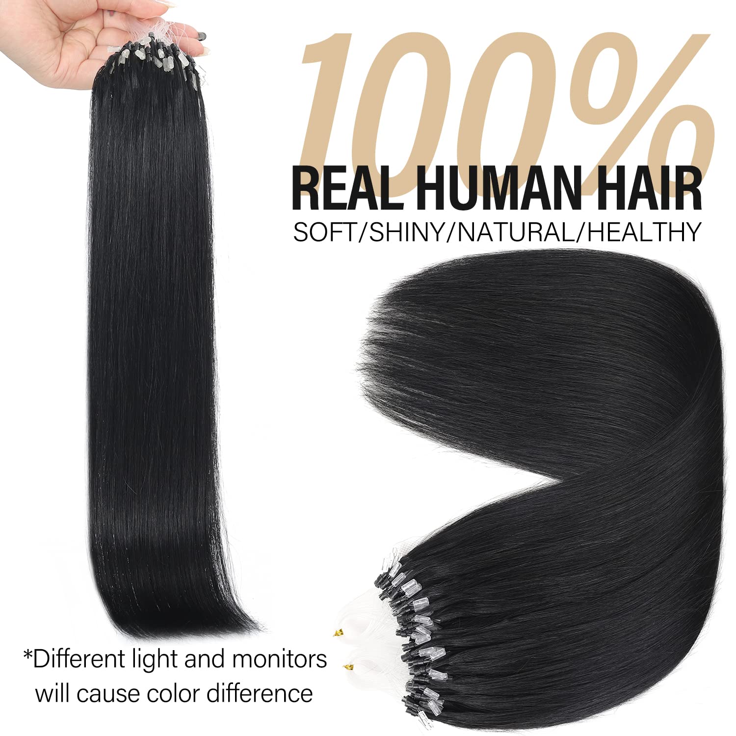 Human Hair Microbead Extensions 14 Inch Soft Glossy Long Lasting Amazon.com : MioYio Microlink Hair Extensions Human Hair 99j  main image 2