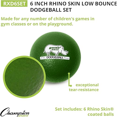 Miniatura 89 de Champion Sports Rhino Skin - Juegos de bolas de dodgeball de rebote bajo y individuales para juegos de juegos infantiles, PE, patio trasero y liga