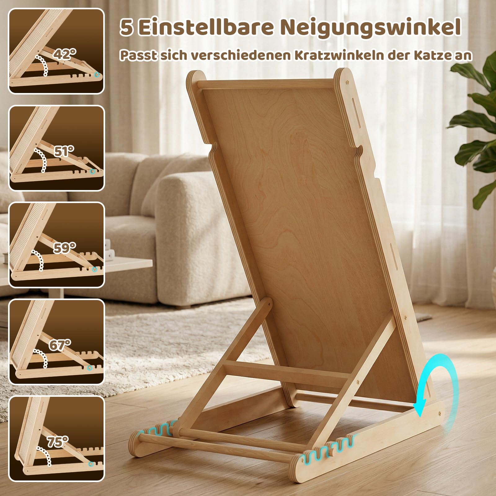 X XBEN Kratzbrett für Katzen, 80CM Hohe L-Förmige Kratzbaum zur Krallenpflege, Kratzbrett Große Katzen XXL, Katze Kratzer aus Natürliche Sisal Pad, Klappbar Kratzmöbel für Katzen Spielen, Entspannen