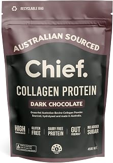 Collagen Protien Powder, Dark Chocolate Flavour, 100% Organic Grass-Fed Aussie Beef, Supports Gut Health & Joints, Dairy Free & No Sugar, 30 Servings