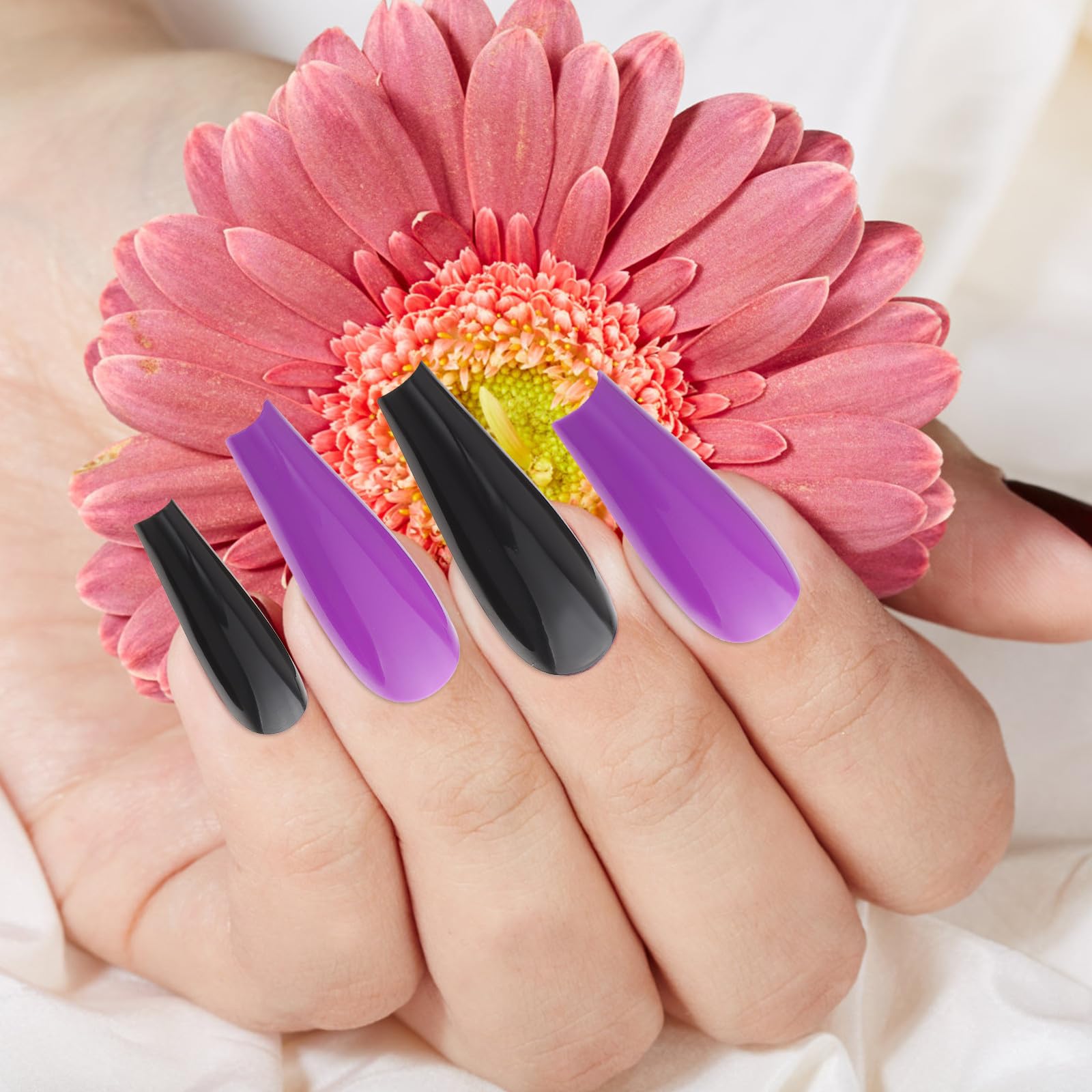 1 caja Uñas Postizas Largas Estilo Ballerina Brillo y Mate Puntas Acrílicas para DIY Accesorios para Arte de Uñas Tips Artificiales Cómodos y Fáciles de Aplicar