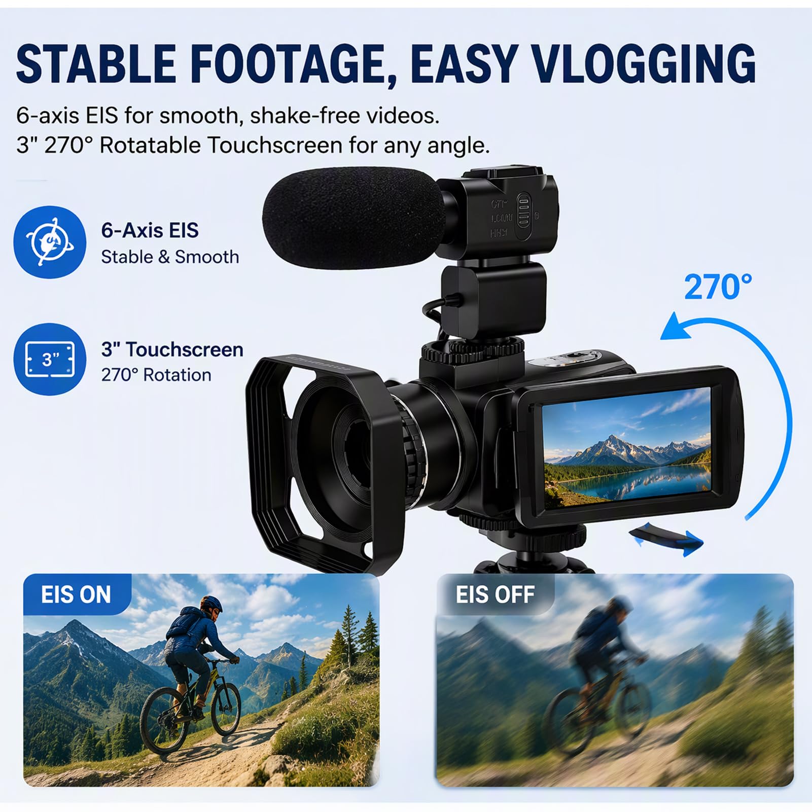 Caméscope Vidéo 8K 96MP, Anti Shake, Zoom Numérique 18X
