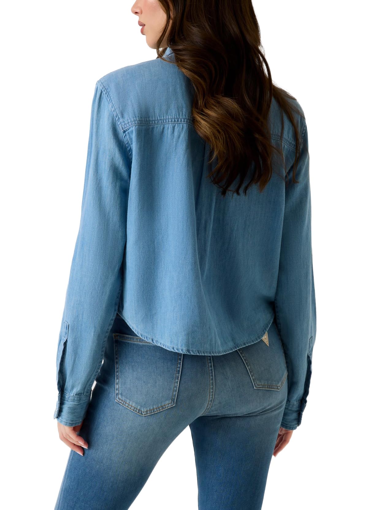 Guess Camiseta vaquera ecológica de manga larga para mujer