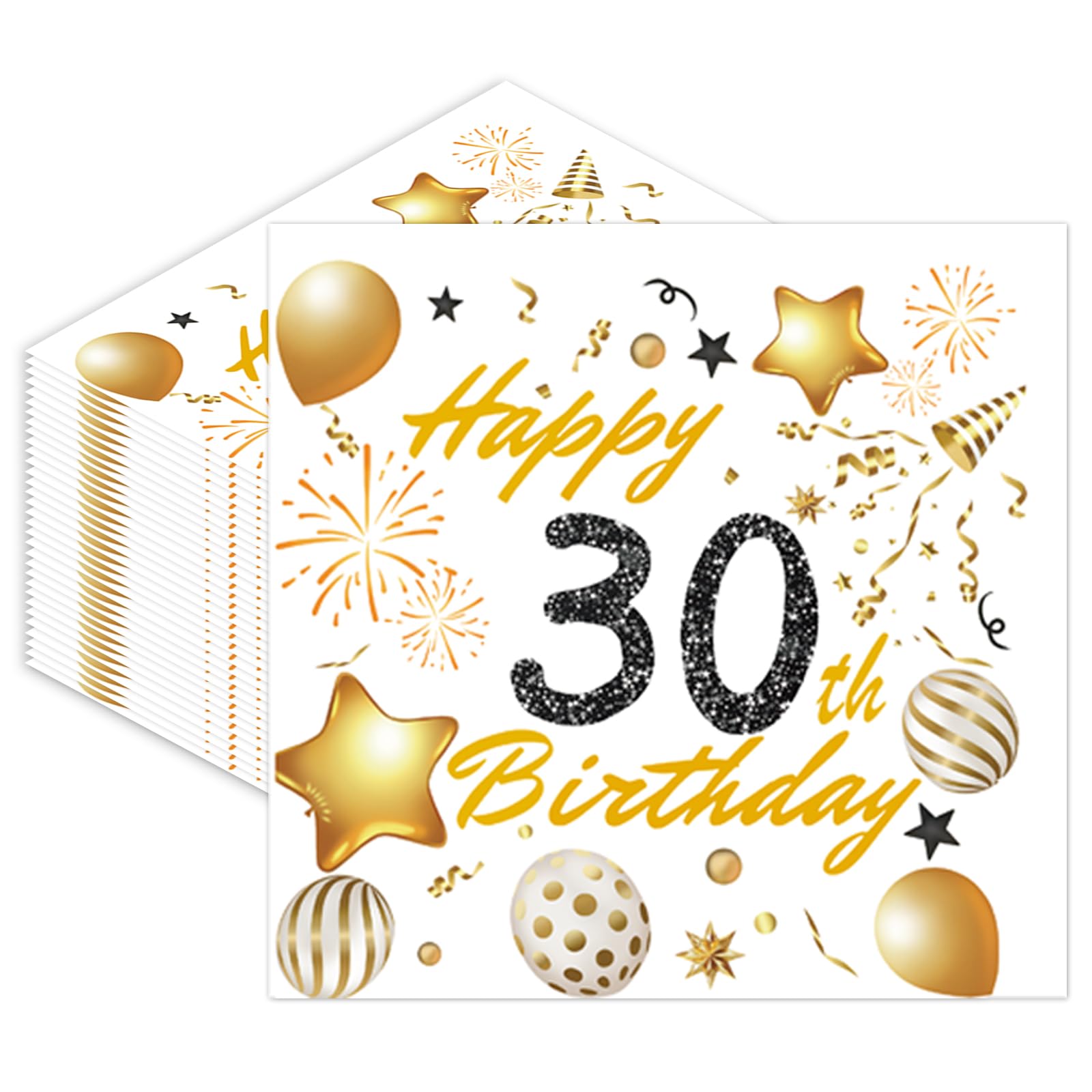 30th Birthday Paper Napkins Disposable 40pcs Party Paper Serviettes Happy Birthday Tableware Decoration for Her,Him,Women,Men