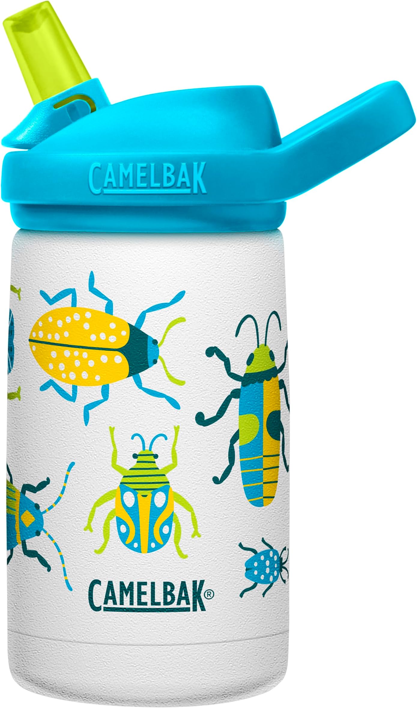 Eddy+ Kids 12 oz Bottle, Insulated Stainless Steel with Straw Cap - Leak Proof When Closed,Bugs!