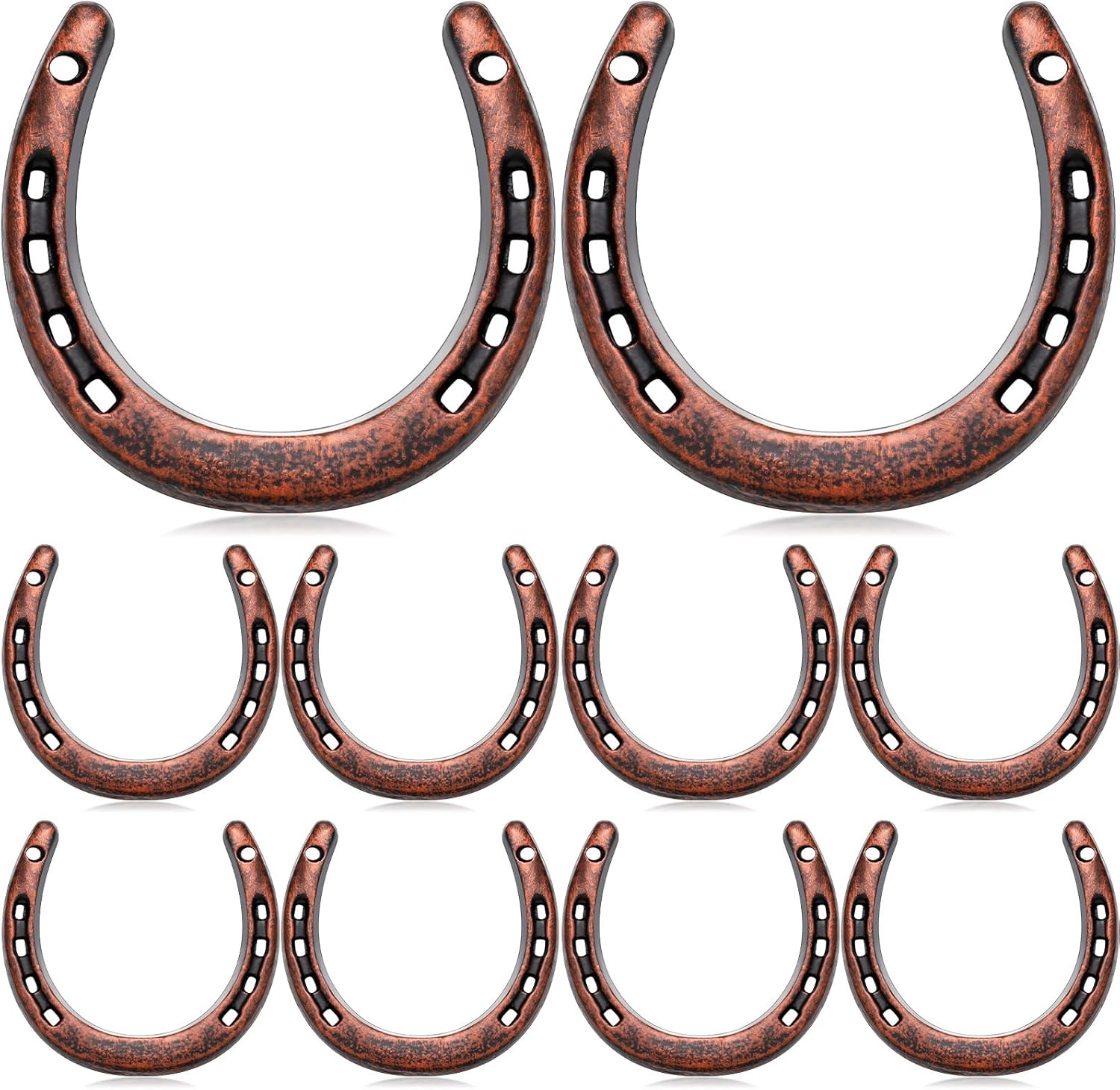 Shimeyao 10 Pcs Horseshoe Bulk Cast Iron 4.5 x 4.3 Inch Horseshoes for Adults Wall Hung Good Luck Handmade Decorations Horse Theme Party Wedding Birthday Supplies (Red Bronze)